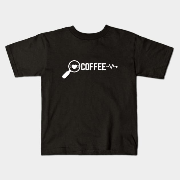 Coffee Heartbeat Shirt Kids T-Shirt by ONEWORDSHIRT